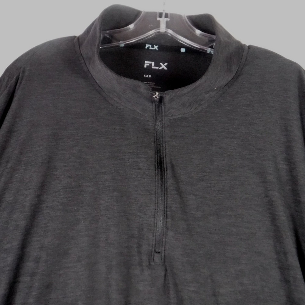 FLX Pullover Mens 4XB Black Quarter Zip Long Sleeve Shirt Activewear Top